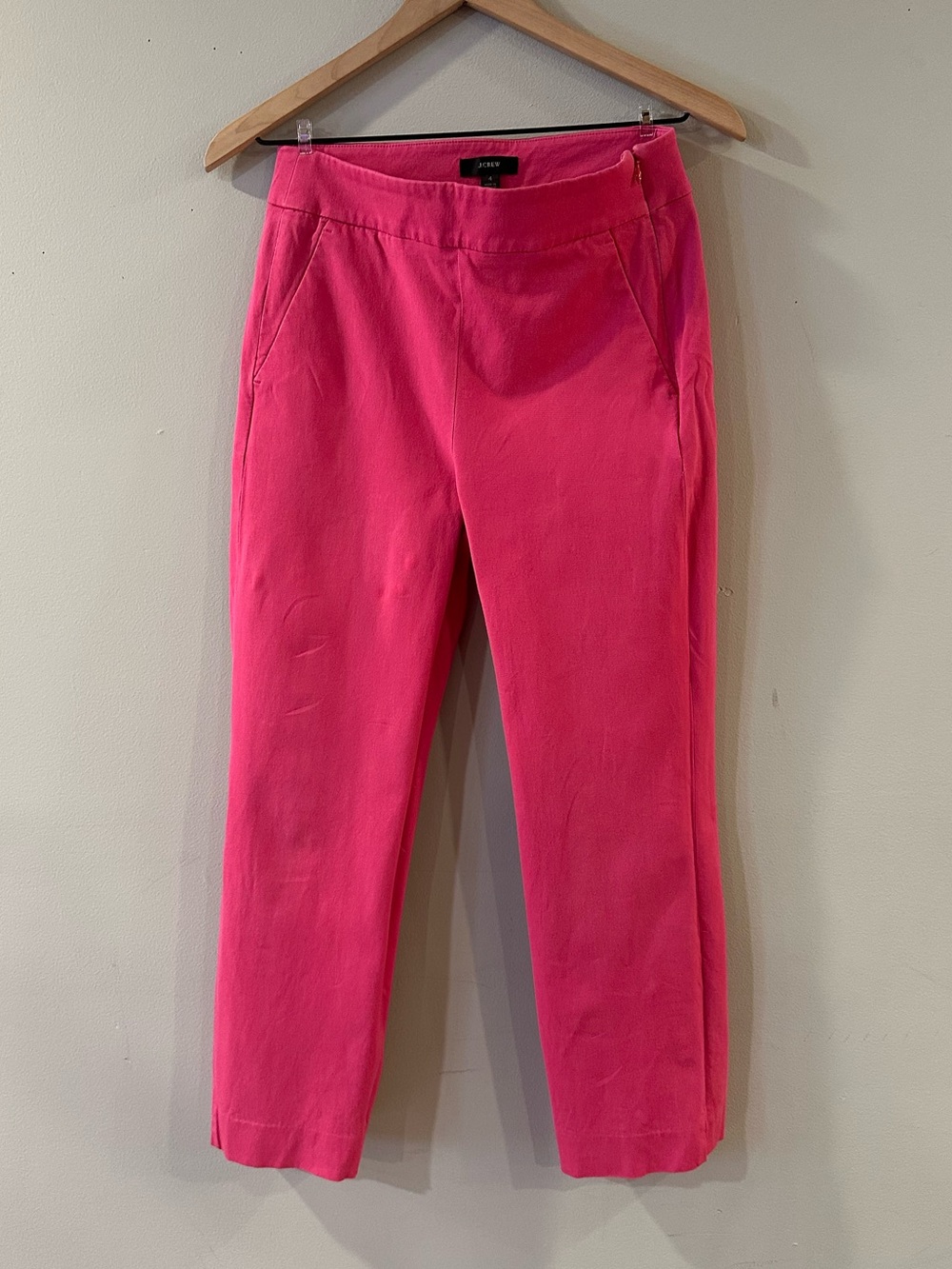J. Crew Remi Bi-Stretch Bright Pink Straight-Leg Ankle Pants